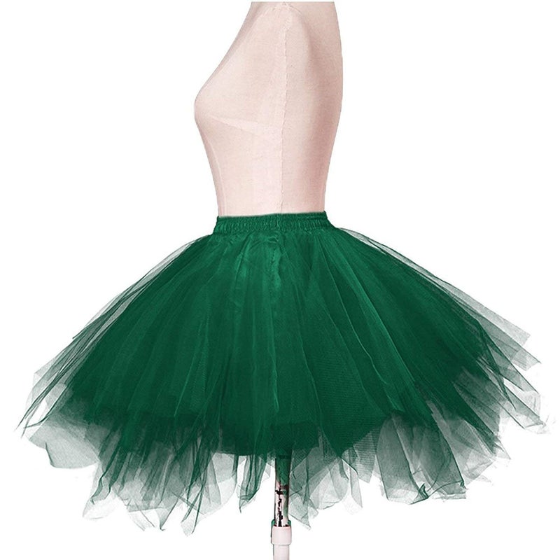 ChicWind Womens Blackish Green Puffy Tutu Layered Tulle Petticoat Skirt - Image 2